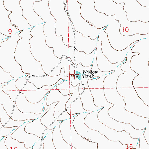 Topographic Map of Willow Tank, NM