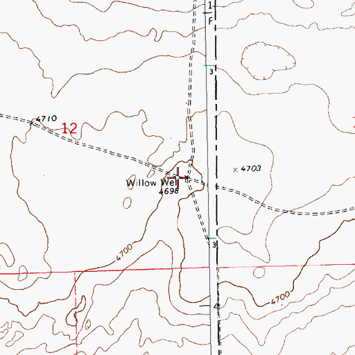 Topographic Map of Willow Well, NM