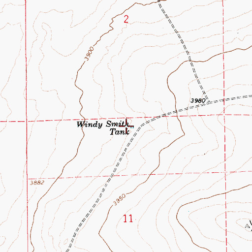 Topographic Map of Windy Smith Tank, NM