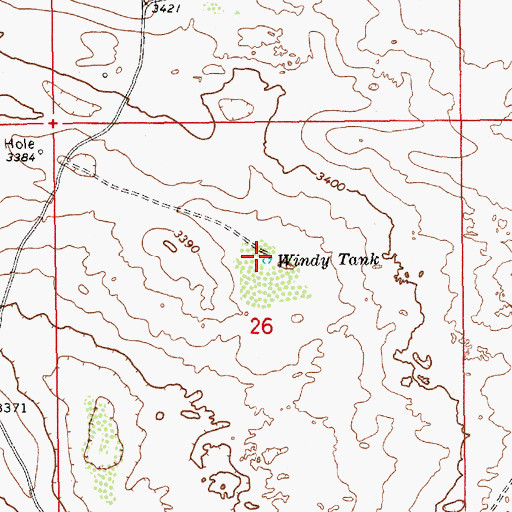Topographic Map of Windy Tank, NM