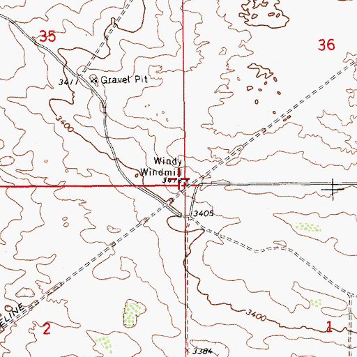 Topographic Map of Windy Windmill, NM