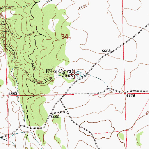 Topographic Map of Wire Corral Tank, NM
