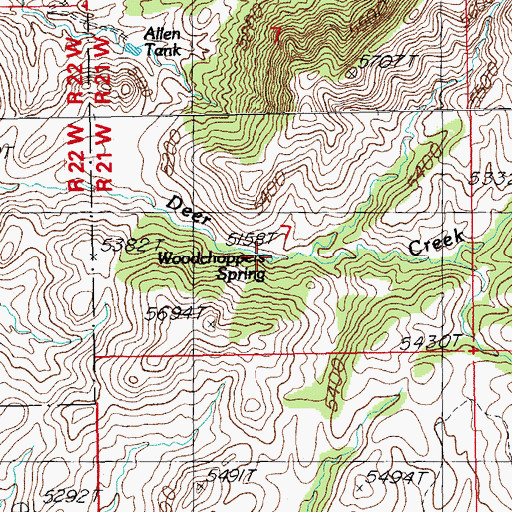 Topographic Map of Woodchoppers Spring, NM