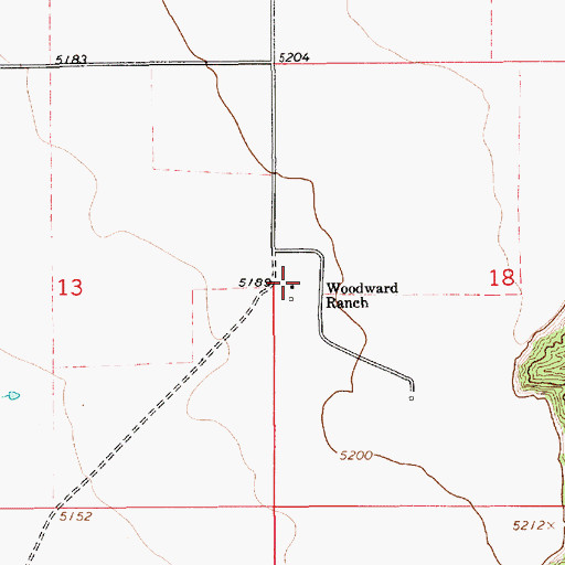 Topographic Map of Woodward Ranch, NM