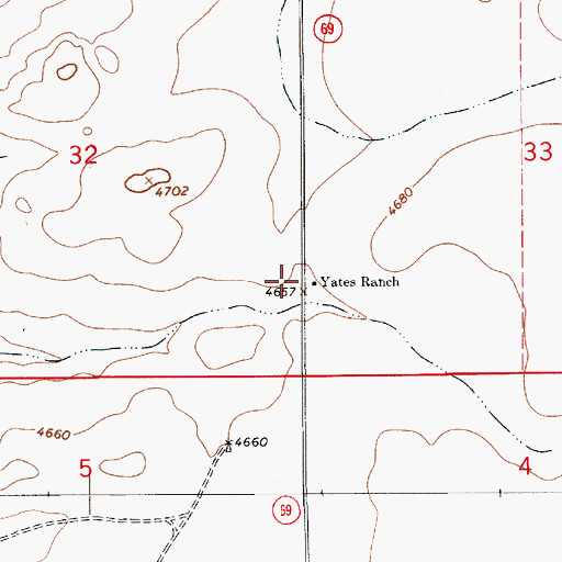 Topographic Map of Yates Ranch, NM