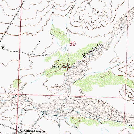 Topographic Map of Yazzi Well, NM