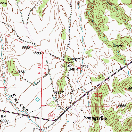 Topographic Map of Youngsville Cemetery, NM