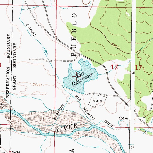 Topographic Map of Zia Reservoir, NM