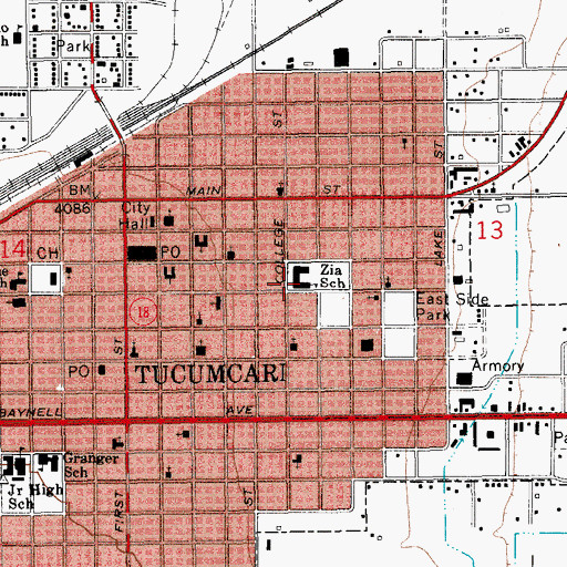 Topographic Map of Zia School, NM