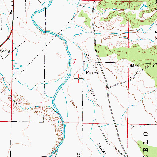 Topographic Map of Zia Supply Canal, NM