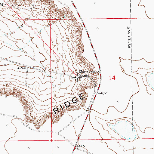 Topographic Map of Zimmerman Ranch, NM