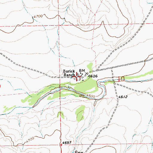 Topographic Map of Zurick Ranch, NM