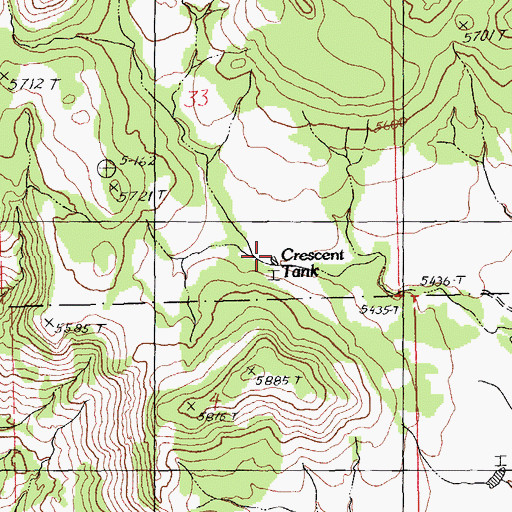 Topographic Map of Crescent Tank, NM