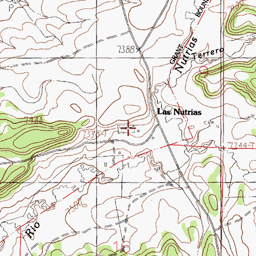 Topographic Map of Las Nutrias, NM