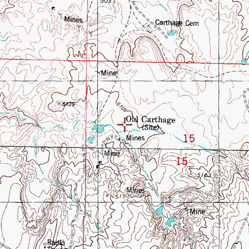 Topographic Map of Old Carthage, NM