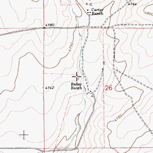 Topographic Map of Bailey Ranch, NM