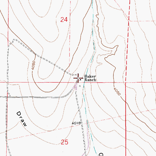 Topographic Map of Baker Ranch, NM