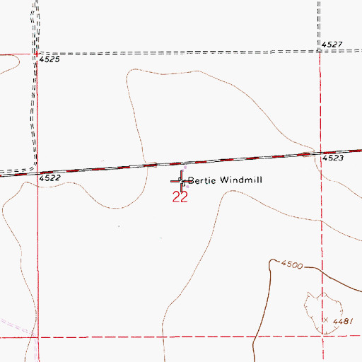 Topographic Map of Bertie Windmill, NM