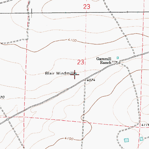 Topographic Map of Blair Windmill, NM