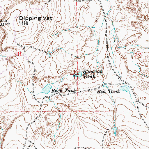 Topographic Map of Blowout Tank, NM