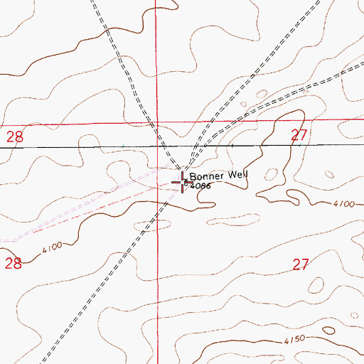 Topographic Map of Bonner Well, NM