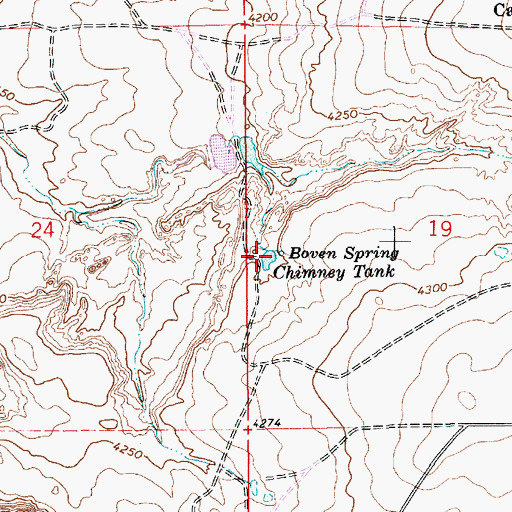 Topographic Map of Boven Spring Chimney Tank, NM