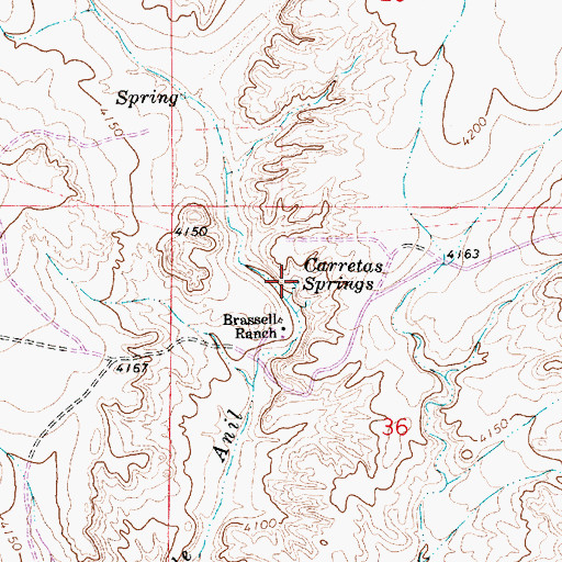 Topographic Map of Carretas Springs, NM