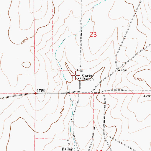 Topographic Map of Carter Ranch, NM