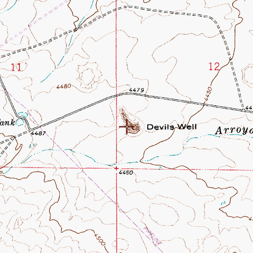 Topographic Map of Devils Well, NM