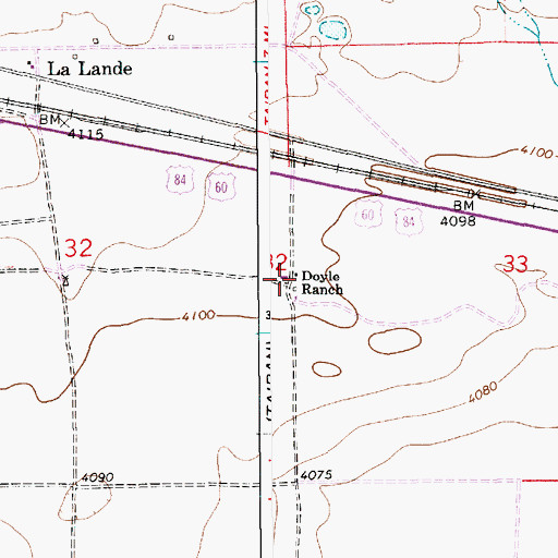 Topographic Map of Doyle Ranch, NM