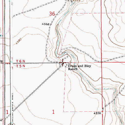 Topographic Map of Drum and Bley Ranch, NM
