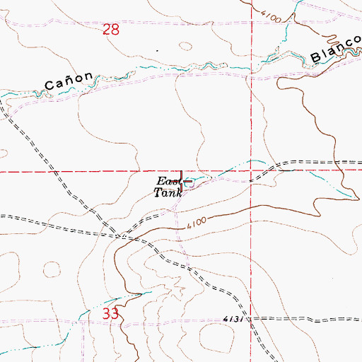 Topographic Map of East Tank, NM