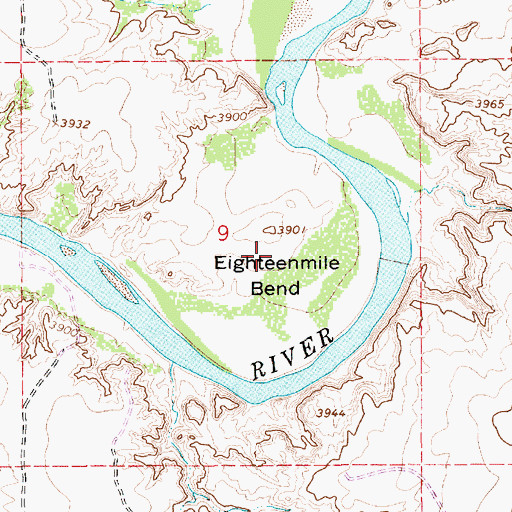 Topographic Map of Eighteenmile Bend, NM