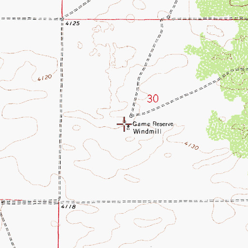 Topographic Map of Game Reserve Windmill, NM