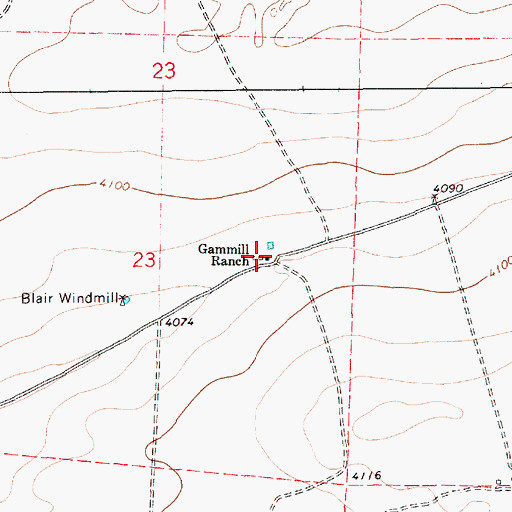 Topographic Map of Gammill Ranch, NM
