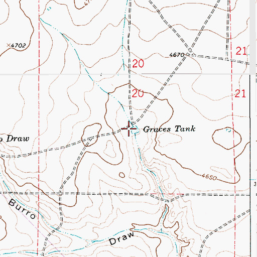 Topographic Map of Graces Tank, NM