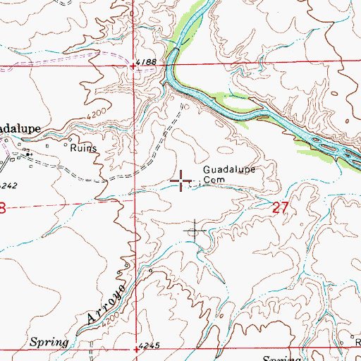 Topographic Map of Guadalupe Cemetery, NM