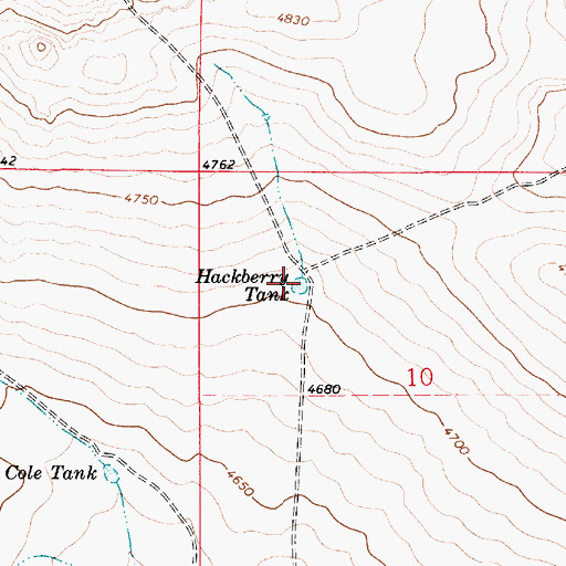 Topographic Map of Hackberry Tank, NM