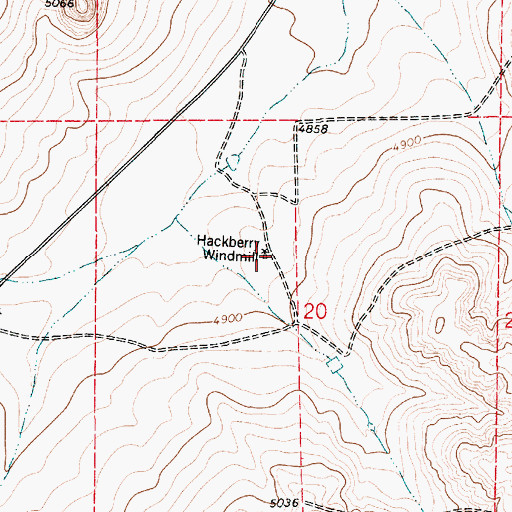 Topographic Map of Hackberry Windmill, NM