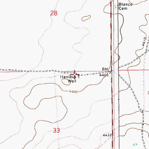 Topographic Map of Hanibus Well, NM