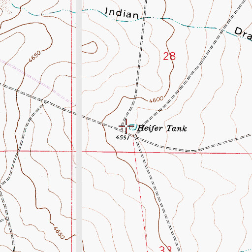 Topographic Map of Heifer Tank, NM