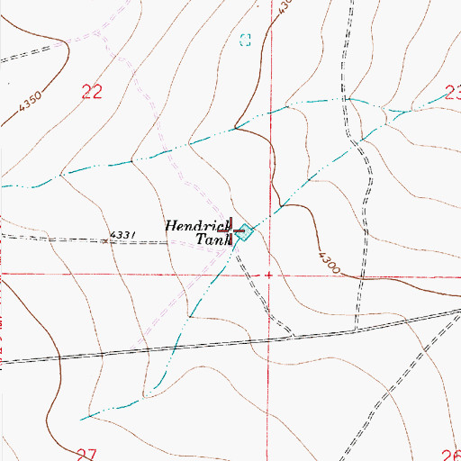 Topographic Map of Hendrick Tank, NM