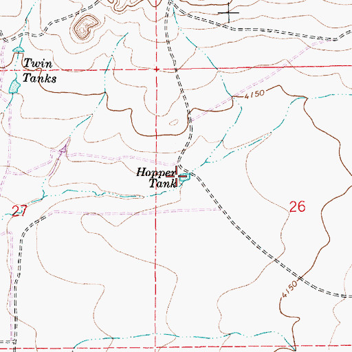 Topographic Map of Hopper Tank, NM