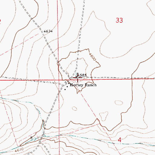 Topographic Map of Horney Ranch, NM