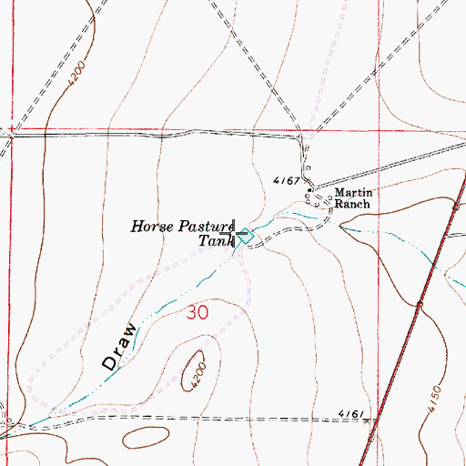 Topographic Map of Horse Pasture Tank, NM