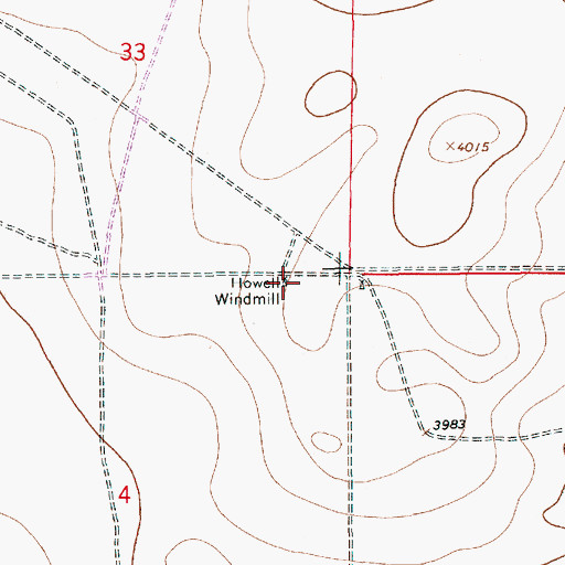 Topographic Map of Howell Windmill, NM