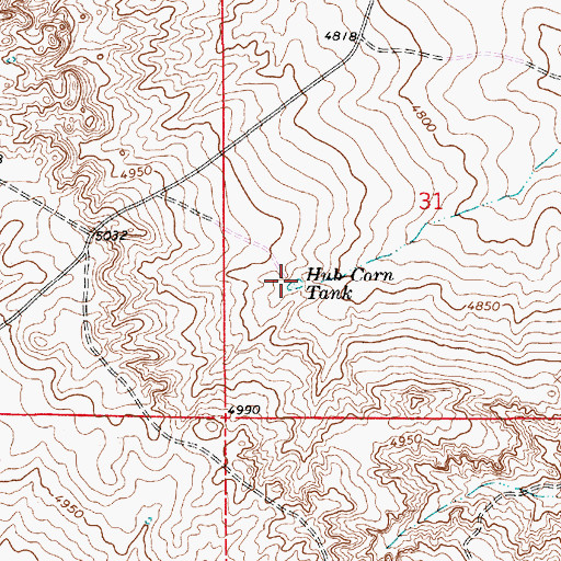 Topographic Map of Hub Corn Tank, NM