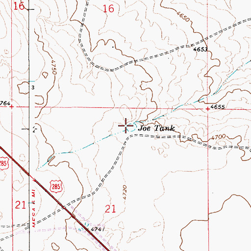 Topographic Map of Joe Tank, NM