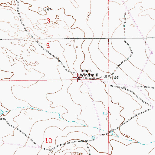 Topographic Map of Jones Windmill, NM