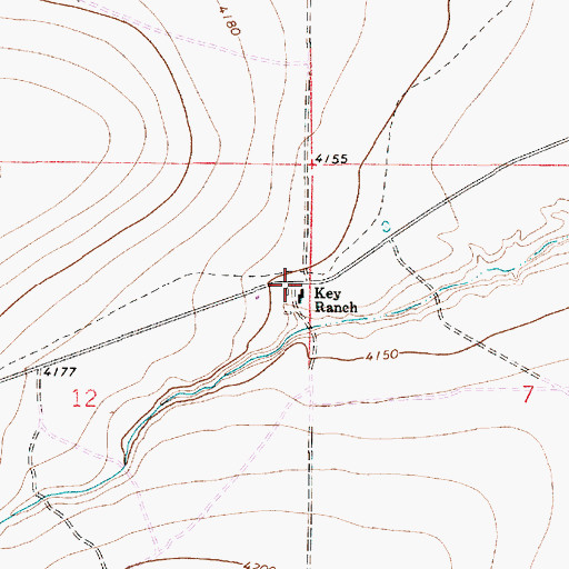 Topographic Map of Key Ranch, NM